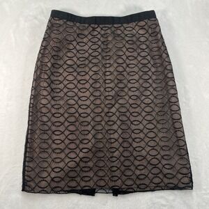 Kenar Silk Pencil Skirt Womens 2 Sheer Overlay Professional Career Sophisticated